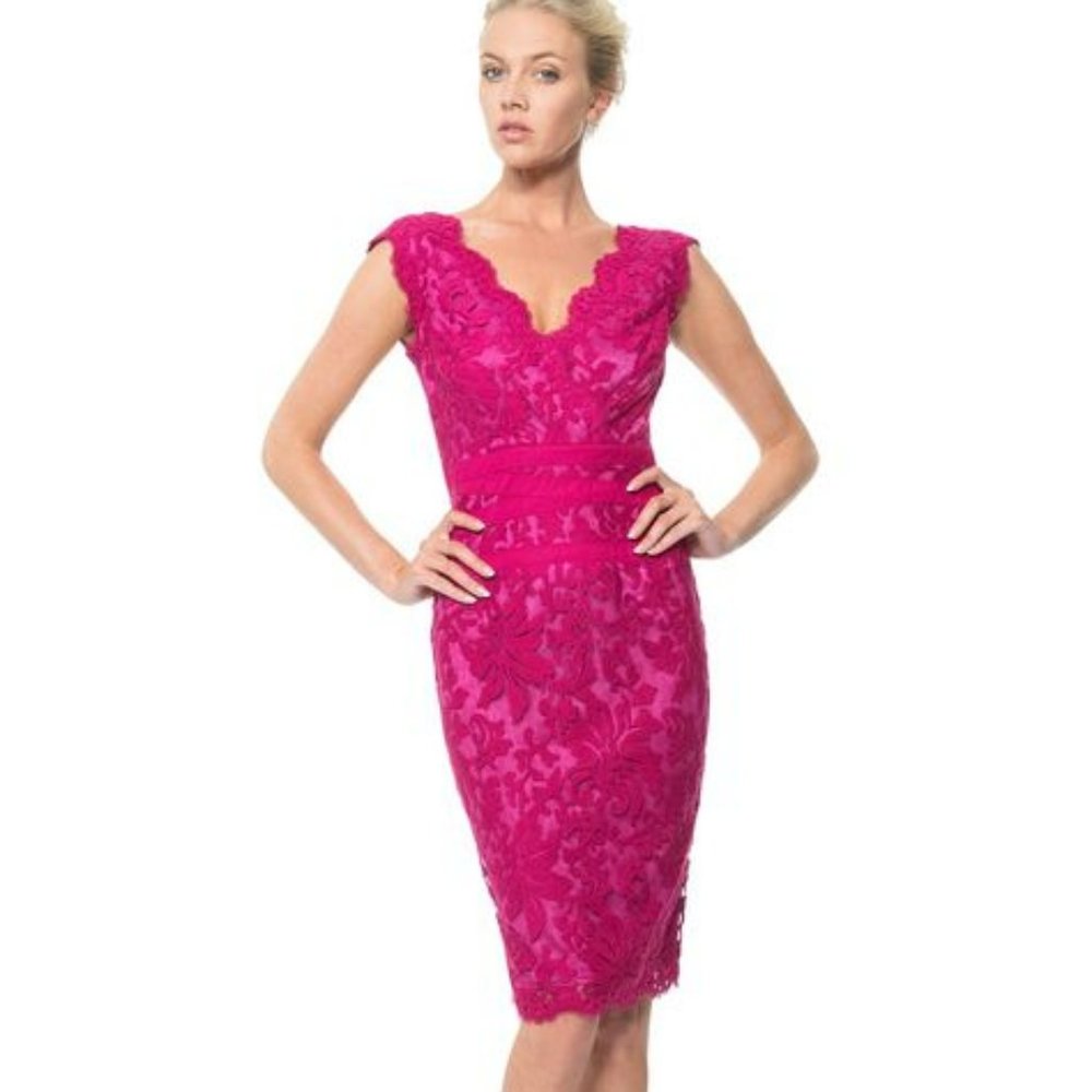 Tadashi Shoji Fuchsia Pink Lace Sheath Dress